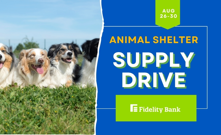 Supply Drive sign with picture of dogs